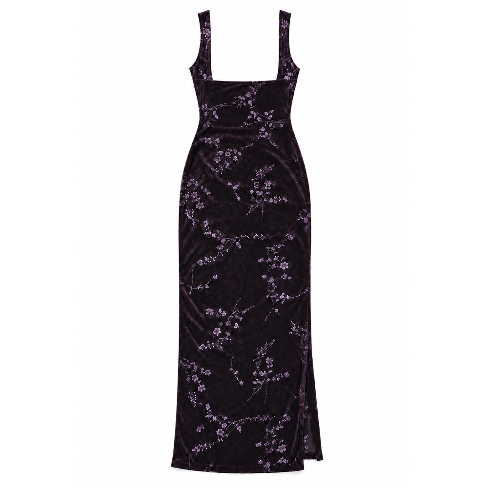 Whimsigoth Glitter Velvet Byer Too Maxi Dress Sleeveless Medium Purple Vintage - Picture 8 of 8